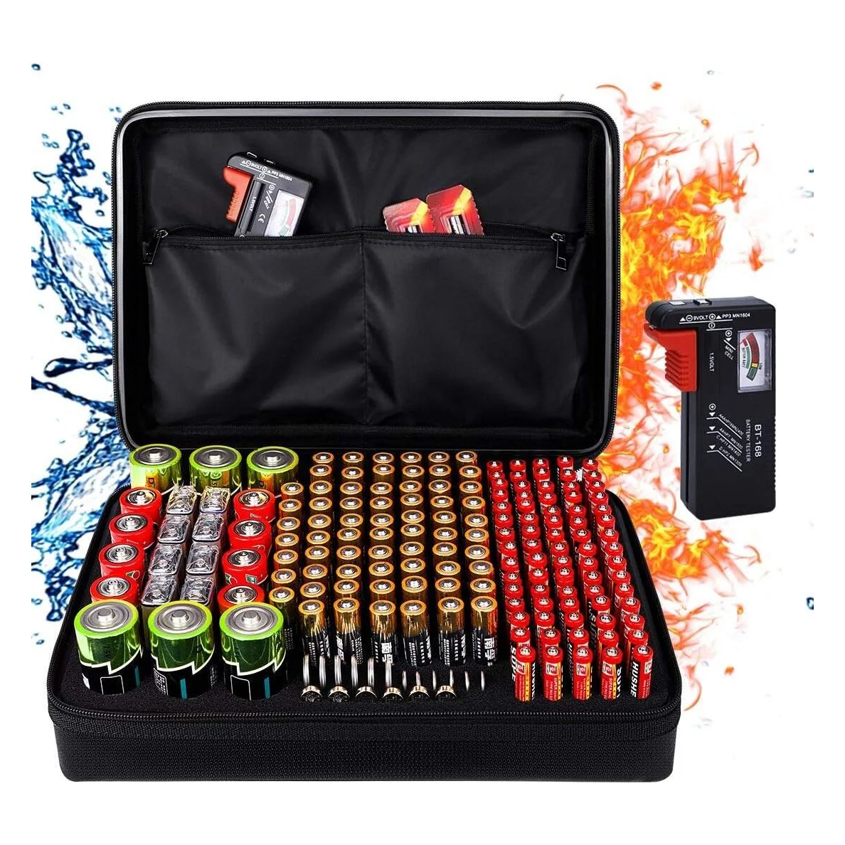 DocSafe Fireproof Battery Organizer with Tester