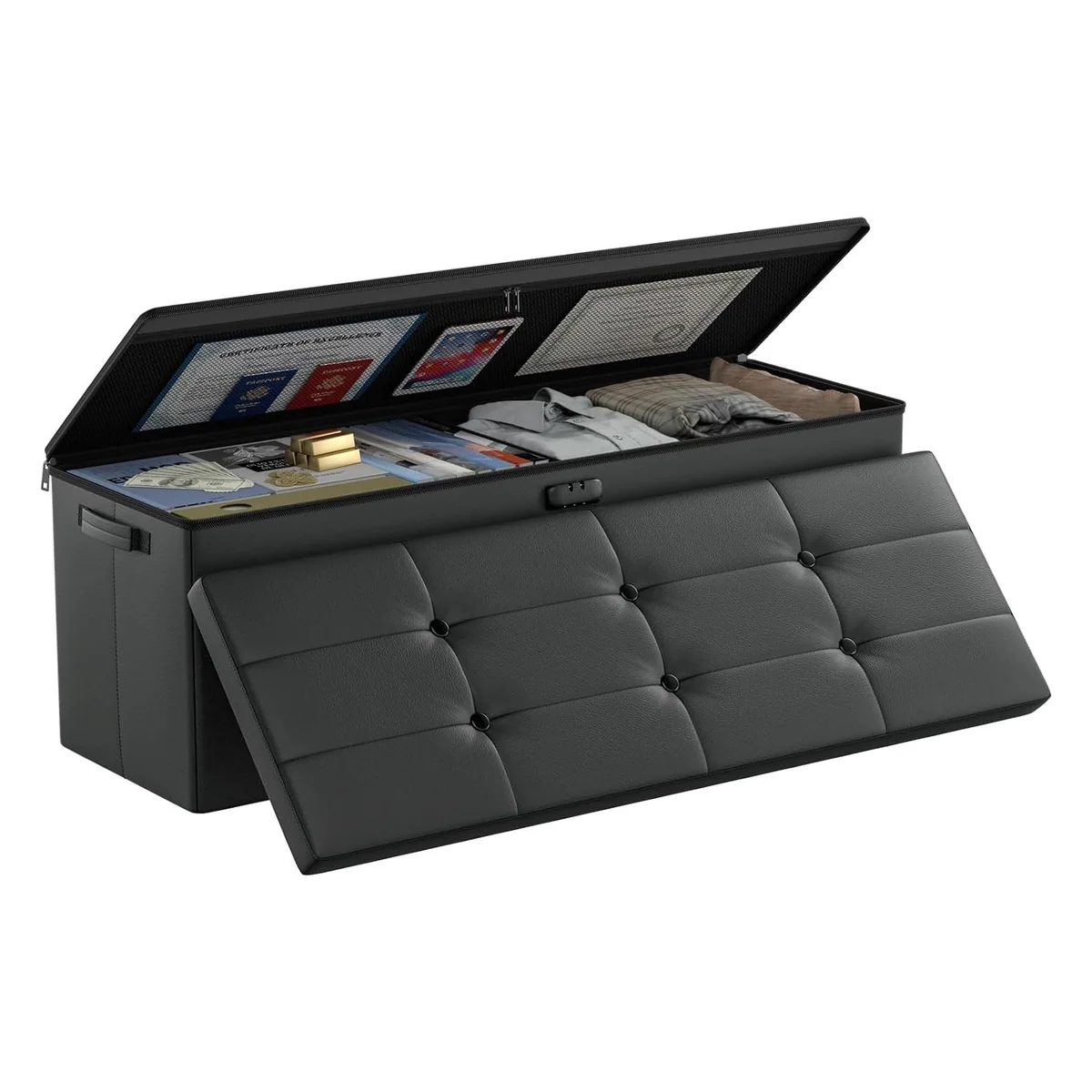 DocSafe Fireproof Storage Ottoman Bench with Lock, 43 Inch